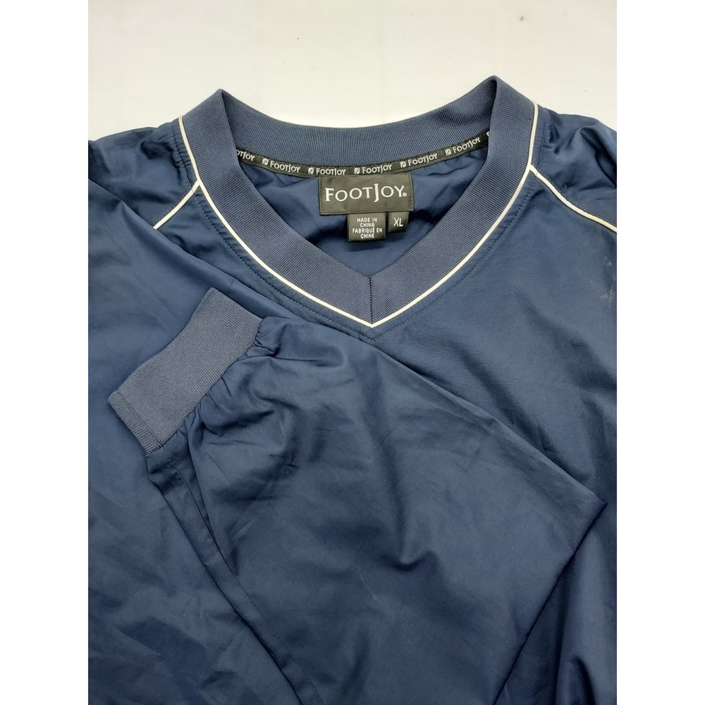 FootJoy Mens XL Navy‎ Blue V-Neck Golf Windshirt Pullover Jacket 1001875